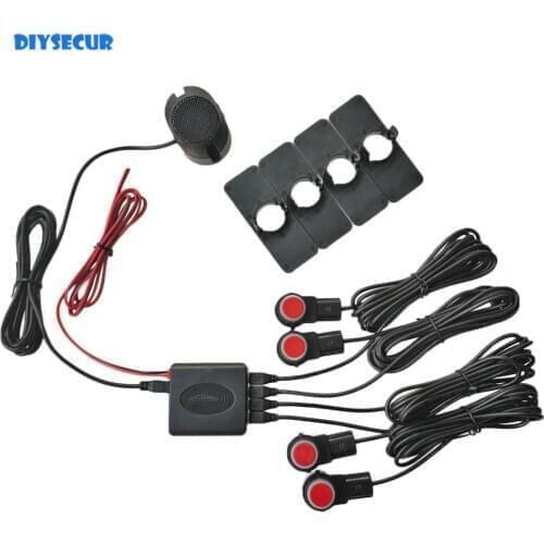 DIYSECUR Car Parking Sensor Radar Intelligent Parking Assistance 14mm Flat Sensors Reverse Radar Sound Buzzer Alarm Sound