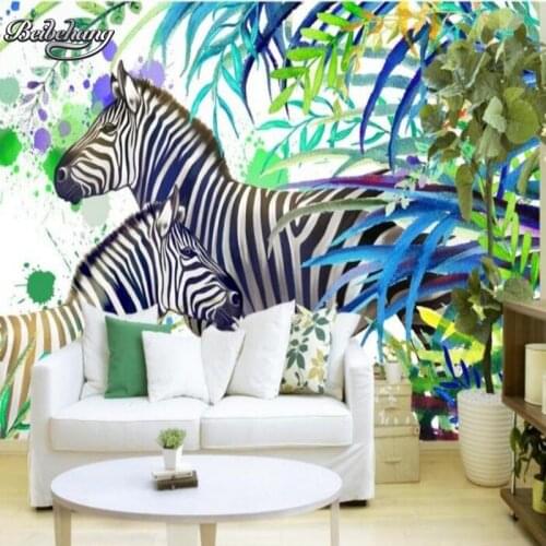 Beibehang Custom wallpaper 3D Hand Painted Zebra Wallpaper Living Room Bedroom Decorative Art murals Wallpaper for walls 3 d