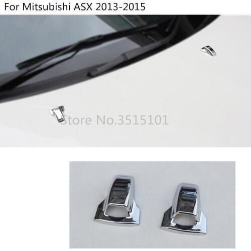 For Mitsubishi ASX 2013 2014 2015 Car Styling Cover ABS Head Front Machine Water Wash Paste Outlet Stick Lamp Frame Trim 2pcs