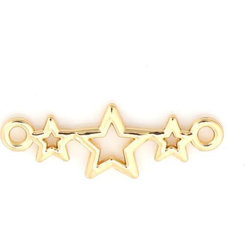DoreenBeads Zinc Based Alloy Connectors Jewelry Findings Pentagram Star Gold Silver Color 25mm(1") x 9mm( 3/8"), 20 PCs
