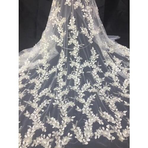 French net lace fabric SYJ-59282 Top selling nigerian lace fabric with beads for party dress