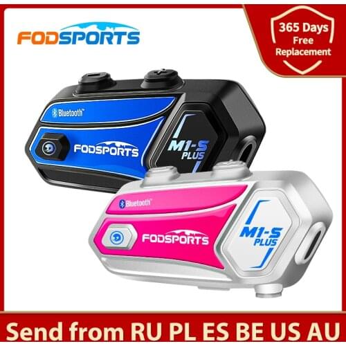 Fodsports 2 pcs M1-S Plus helmet intercom motorcycle helmet bluetooth headset 8 riders interphone FM music sharing lovers style