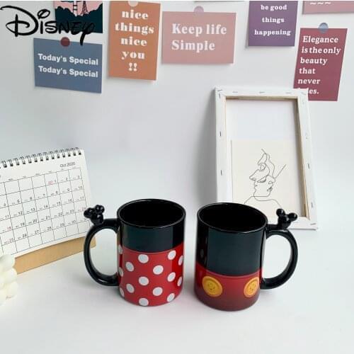 Disney Coffee Breakfast Cup Ceramic Cup Mickey Minnie Couple Series Household 3D Water Cup Milk Cup