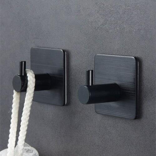 1/2pcs Bathroom Accessories Wall Hooks Stainless Steel 3m Sticker Adhesive Clothes Coat Hat Hanger Bathroom Rustproof Towel Hook