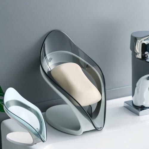 Leaf Shape Soap Box Dish Storage Plate Bathroom Soap Holder Tray Bathroom Non-slip Drain Soap Case Holder Bathroom Supplies