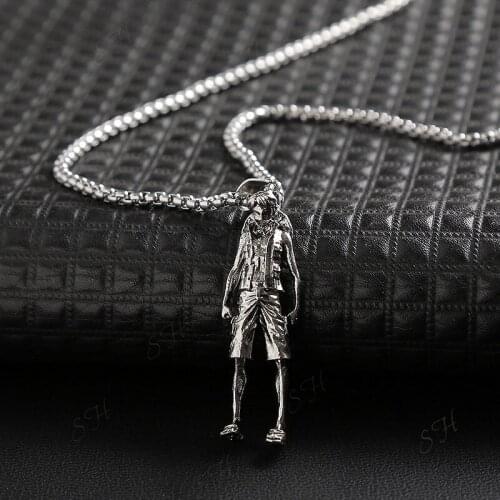 WANGAIYAO fashion movie cartoon pirate stainless steel character necklace male personality trend sweater chain mens commemorati