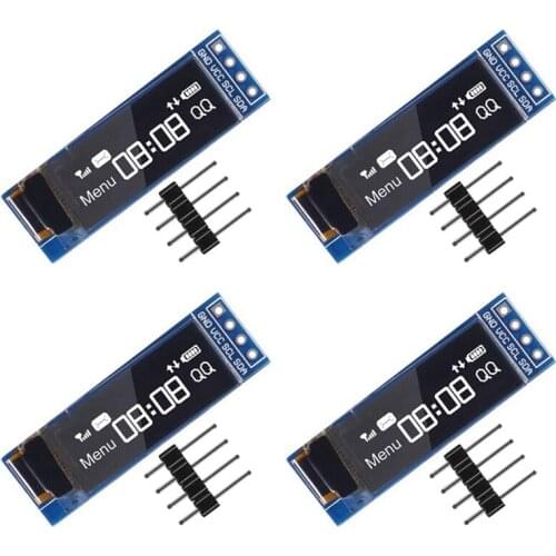 4Pcs I2C OLED Display Module 0.91 Inch I2C SSD1306 OLED Display Module White Screen Driver DC 3.3V-5V For Arduino