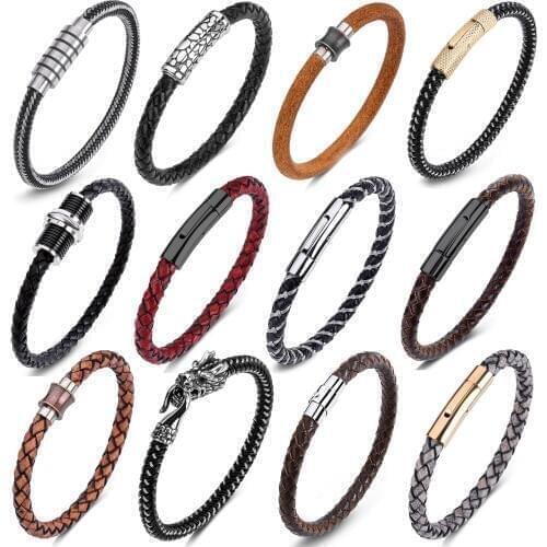 Wholesale Men Multicolor Leather Bracelet Trendy Charm Collocation Cuff Bracelets for Women 40 styles Optional 2020 Jewelry