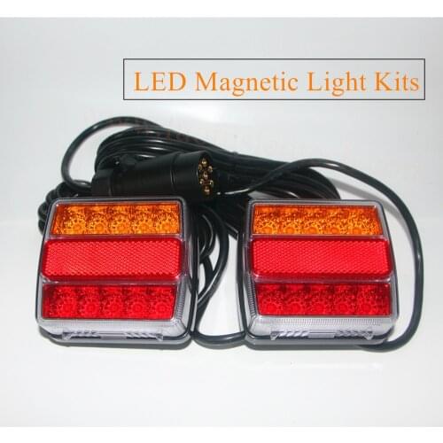 Set 12V MAGNETIC TRAILER BOATS LED LIGHT KIT TOWING LAMPS CLUSTER REAL STOP TURN TAIL LIGHTS