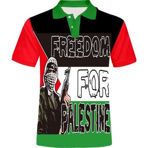 UJWI Newest Polo T Shirt Palestine Boycott Israel Fashion Top Flag Army Gun Free Palestine Polo Victory Slogan Oversized Peace