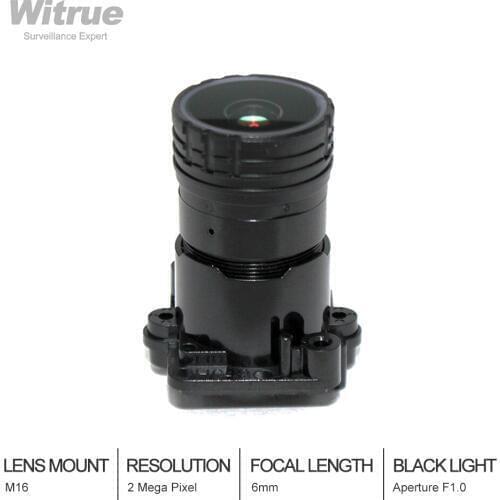 Witrue Star light CCTV Lens 2 Mega Pixel 6mm 1/2.7" Aperture F1.0 CCTV camera Lens for Security Camera M16 Mount