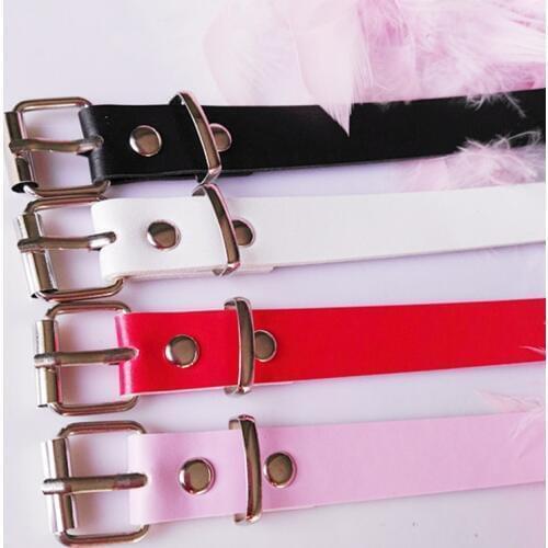 AWAYTR Waist Adjustable Belt Womens Belt Narrow Basic Section Belt Childrens Metal Buckle Belt Jeans Belt Candy Color