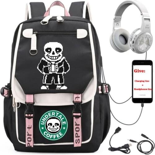 Anime Game logo backpack student School book Bag Unisex Travel Backpack USB Charging teenagers Black Laptop packsack
