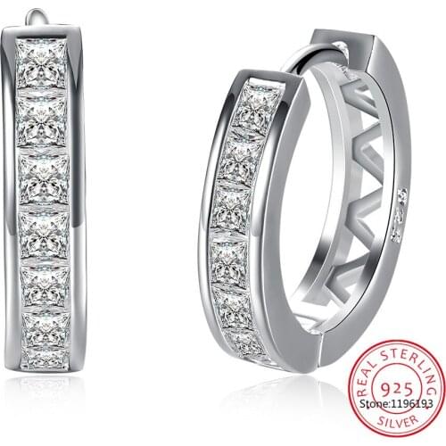 925 Sterling Silver AAA Zircon Circle Hoop Charm Earrings Fashion For Woman Wedding Engagement Party Gift Jewelry