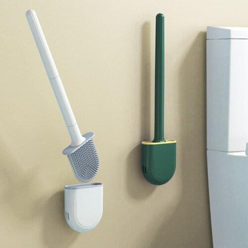 Silicone Toilet Brush With Holder Wc Gap Brush For Bathroom Storage And Organization Wall Hang Cleaning Kit WC Accessories
