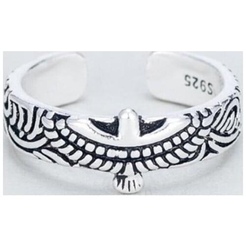 Sole Memory Retro Personality Eagle Literary Original Wild Simple 925 Sterling Silver Female Resizable Opening Rings SRI231