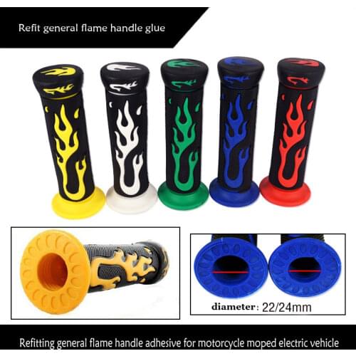 Universal 7/8" 22mm Rubber Flame Handle Grips Dirt Bike Parts A Pair Flame Soft TPR Motorcycle Handlebar Hand Grips