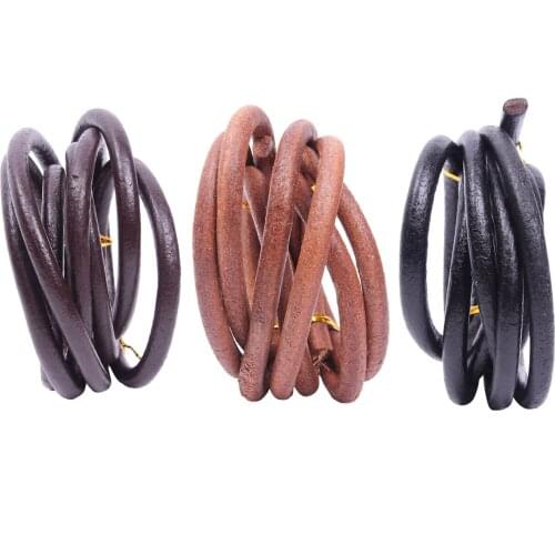 1cm round first layer vintage Cowhide Genuine leather rope,Leather strip rope for leather craft bracelet necklace luggage