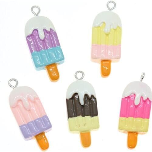 Yamily 10pcs/ Resin Mixed Colour FlatBack Popsicle Charm Pendant For Jewelry Making DIY Decoration Necklace Earrings KeyChain