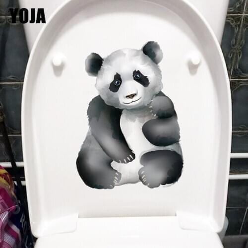 YOJA 17.4×23.8CM Ink Painting Panda Home Bedroom Wall Stickers Classic Cartoon Toilet WC Decoration T1-2849