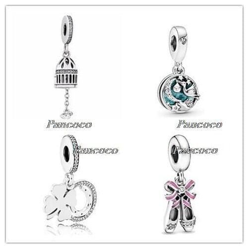 925 Sterling Silver Bead Charm Pink Ballerina Shoes Dangle Charm Fit Pandora Bracelets & Necklace Women Diy Jewelry