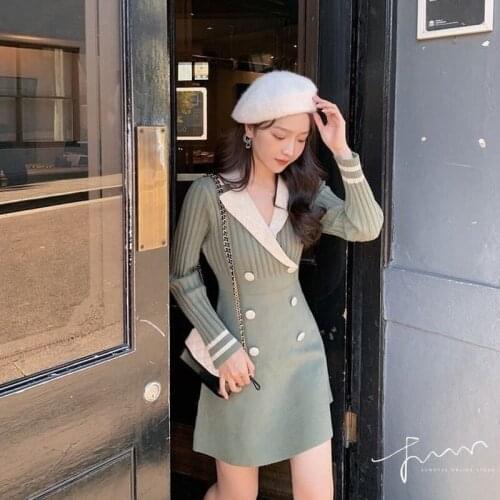 2021 New Spring Elegant Mother Knitting Dress Women Long Sleeve Winter Warm Slim Fashion Causal Korean Sweater Dresses Genuine