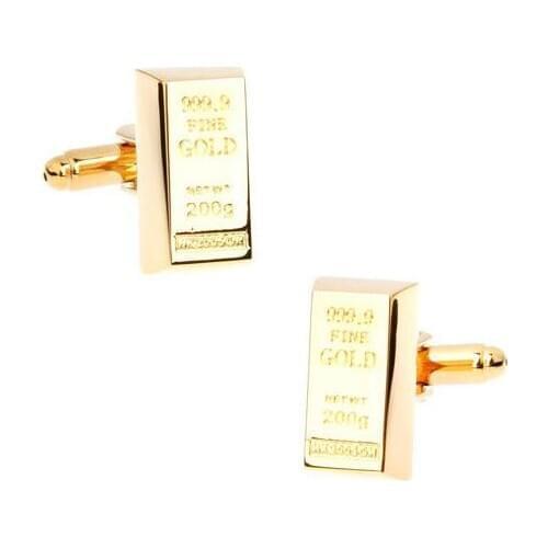 10pairs/lot Creative Gold Brick Shape Cufflinks Copper Plating Cuff Links Mens Wedding Jewelry Gift Wholesale