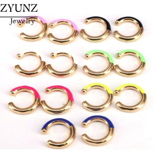 10 Pairs, Trendy Clip On Earrings Circle No Pierced Enamel Earcuffs Ear Cuff C Shaped Party Wedding Jewelry