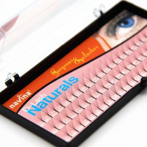 100/Packs NAVINA 6 Roots 60 Natural Long Black Individual False Eyelashes Eye Lash Extension Kit Soft 12mm 10mm 8mm Selection