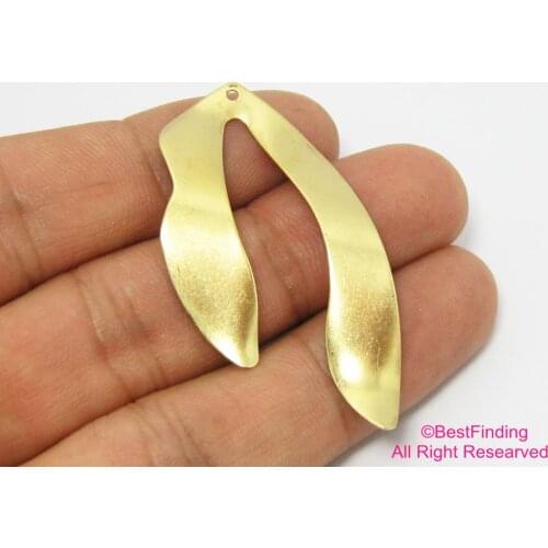 12pcs Brass pendant smooth 48x25mm Wavy Raw brass earrings 1 hole R410
