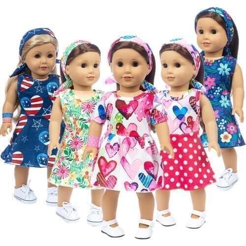 2020 New Casual dress Fit for American Girl Doll Clothes 18-inch Doll , Christmas Girl Gift(Only sell clothes)