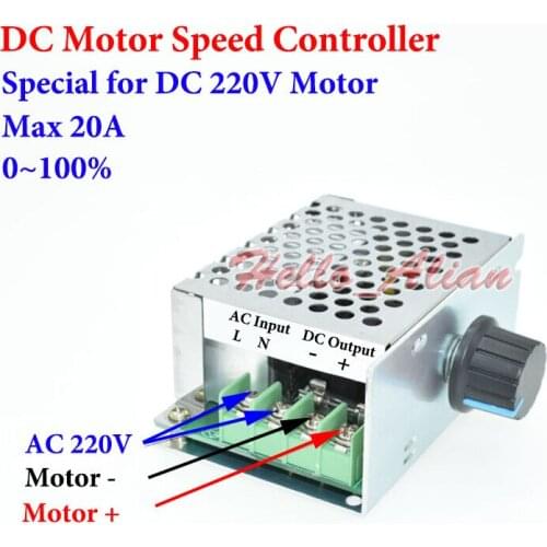20A AC 220V Input Knob PWM Module DC Motor Speed Controller Regulator Switch For DC 220V Brush Motor