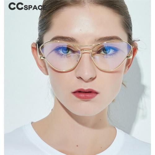49671 Metal Big Frame Cat Eye Retro Glasses Frame Womens Optical Fashion Computer Eyeglasses