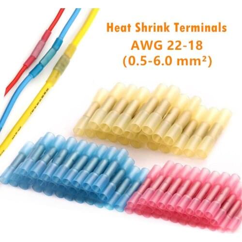 5/10/100PCS Waterproof Heat Shrink Butt Connectors Insulated Crimping Terminals Electrical Splice Wire Cable Crimp Connector Kit