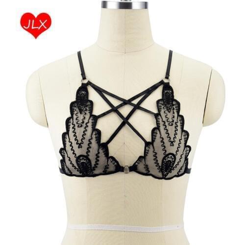 5 Pcs/lot Womens Sexy lace body harness bra Bondage Lingerie Elastic Strap Tops Chest Hollow Out Bra Fetish Gothic harness Belt