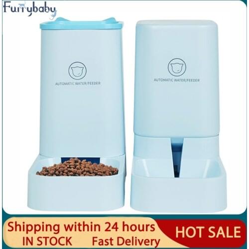 Automatic Feeder For Pet Dog Cat Water Dispenser Fountain Plastic Safety 2.1kg/3.8L Dog Cat Feeding Bowl Container Pets Supplies