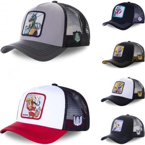High Quality Saint Seiya Cartoon Anime Snapback Baseball Cap Men Women Hip Hop Dad Mesh Trucker Hat Dropshipping