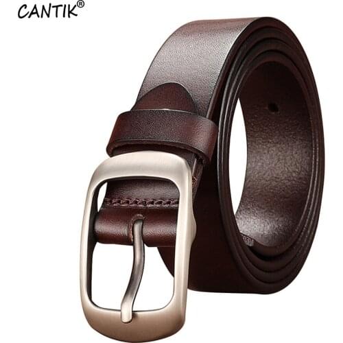 CANTIK Ladies High Quality Pure Cowskin Leather Belts Alloy Pin Buckles Metal Jean Clothing Accessories Women 2.8cm Width FCA020