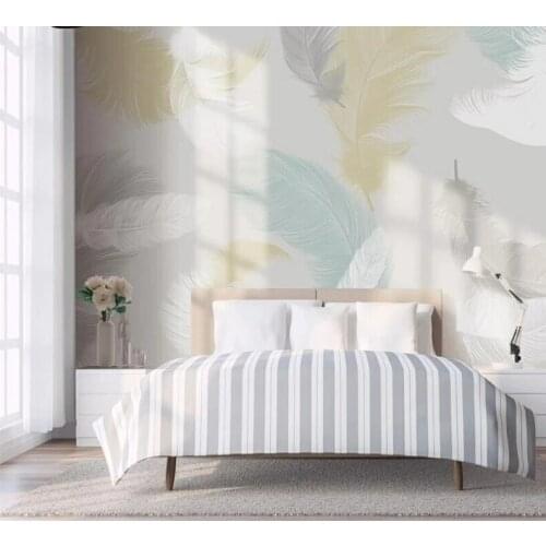 Custom photo Mural Living Room Bedroom Yellow leaf feather home Decor Landscape Painting 3D Self Adhesive Wallpaper Waterproof