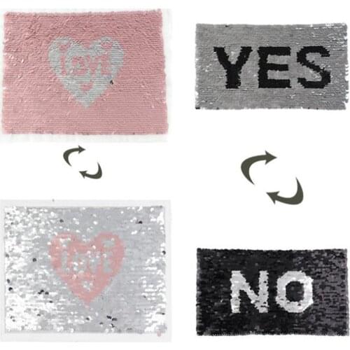 T-shirt Patch 210mm alphabet Heart flip double sided Patches for clothing Reversible change color sequins T shirt Stickers
