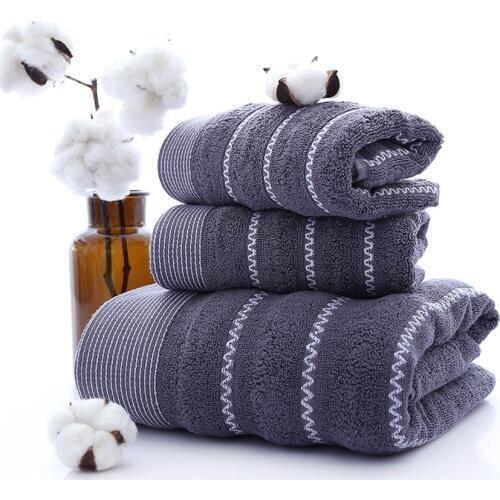 Towels Set Striped Soft 100% Cotton Bath Thick Shower Bathroom Home Spa Face Towel for Adults Toalla Serviette 3pcs/set Handtuch