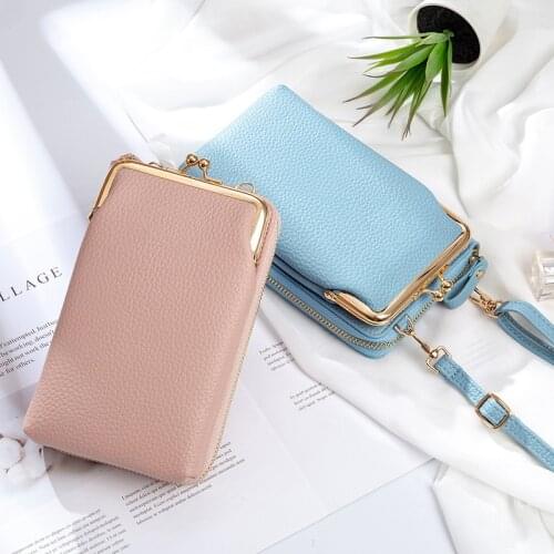 Кошелек Mini PU Buckle Phone Purse Multifunctional Zipper Crossbody Bag with Detachable Shoulder Strap for Cell Phone Card Daily