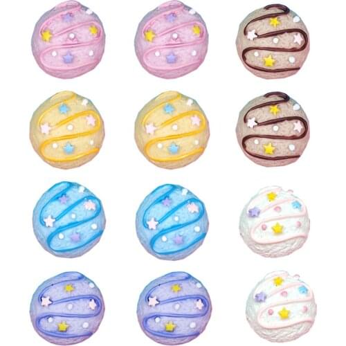 Colorful Mini Ice Cream Ball Resin Decoration Crafts Flat Back Cabochon Scrapbooking Phone Decor Embellishments DIY Accessories