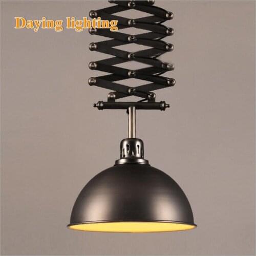 L Retro industrial wind wrought iron lifting telescopic chandelier clothing store cafe bar ceiling chandelier LED