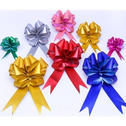 100PCS 18mm Width Luster Flower Pull Bows Gift Ribbon For Party Wedding Car Birthday Decoration 8 Colors