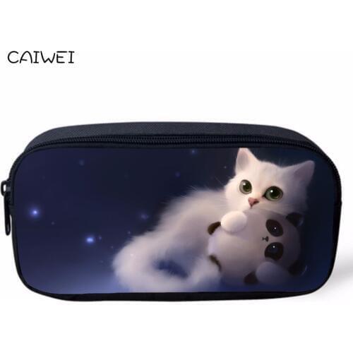 Cute Cat Children Pencil Case Women Cosmetic Bags Stationery Pen Bag School Supplies Pencil Box Women Makeup Bag