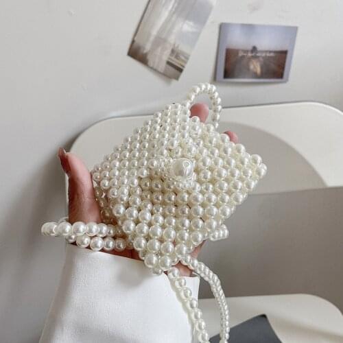 2021 Mini Pearl Bag Handmade Vintage Summer Beaded Fashion Banquet Party Shoulder Bag Female Luxury Womens Coin Purse