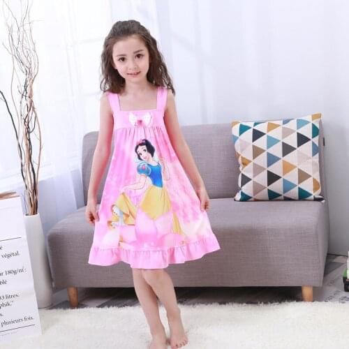 New Frozen Anna Elsa Princess Girl Dress Nightdress Baby Pajamas Cotton Nightgown Kids Home Dress Kids Summer Sleepwear