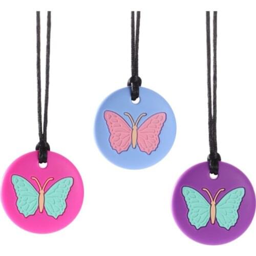 New Chewy Necklace Autism ADHD Biting Sensory Child Baby Teething Tubes Chew Toy Children Silicone Teether Pendant BPA Free Bead