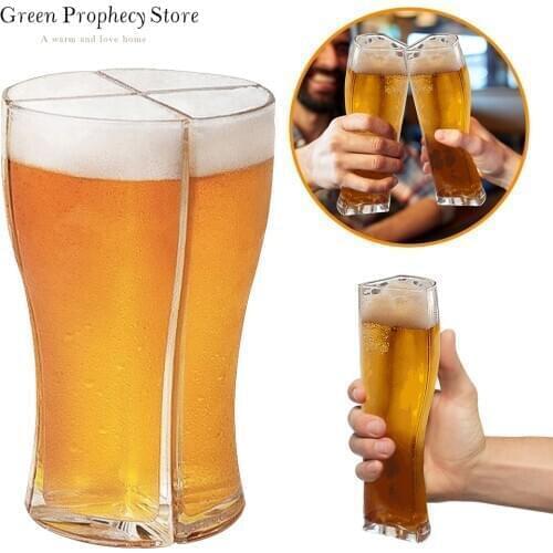 New Super Schooner Beer Glasses Mug Cup Separable 4 part Large Capacity Beer Mug Glass Cup Friends Party Accessories